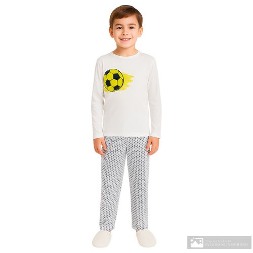 Pijama de 2 piezas multicolor con estampado de fútbol para niño