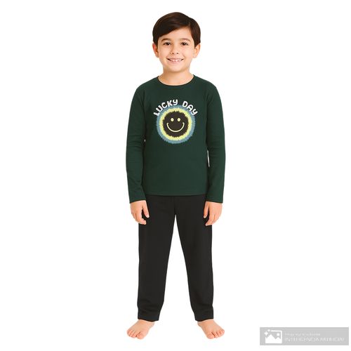 Pijama de 2 piezas multicolor con estampado de lucky day para niño