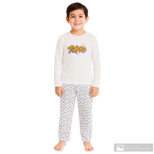 Pijama de 2 piezas multicolor con estampado tokyo para niño