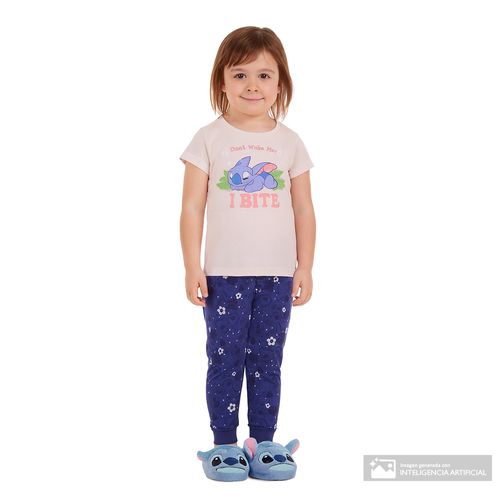 Pijama de 2 piezas multicolor con estampada de Stitch para niña