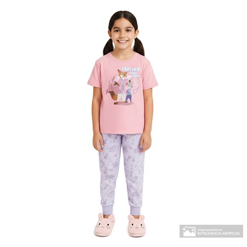 Pijama de 2 piezas multicolor con estampado de Zootopia para niña