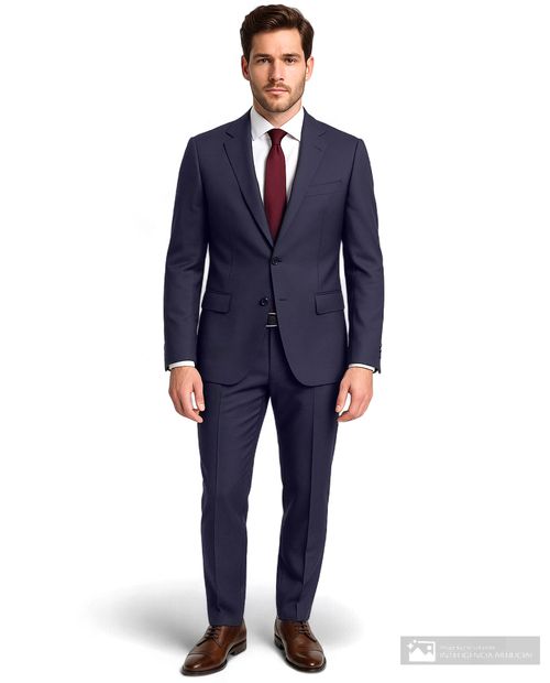 Traje Oscar de la Renta classic fit azul navy con cuadros texturizados para hombre