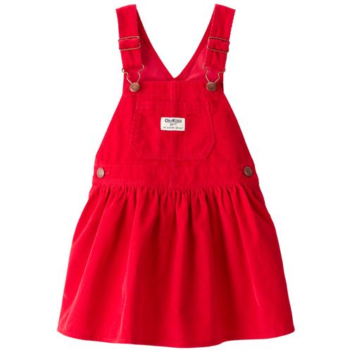 Vestido overall rojo con textura para niña