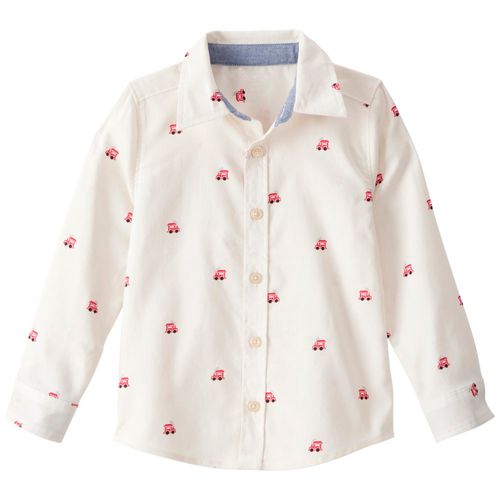 Camisa blanca con estampada de carros para niño
