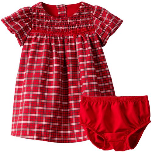 Vestido rojo cuadriculado para bebé niña