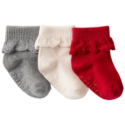 Set de 3 calcetines con colores de navidad para bebé niña