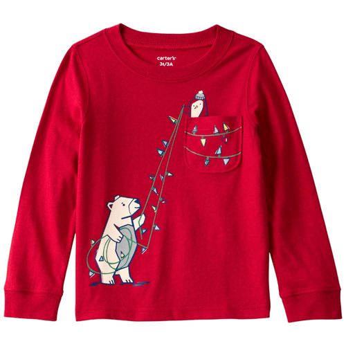 Suéter rojo estampado navideño para niño