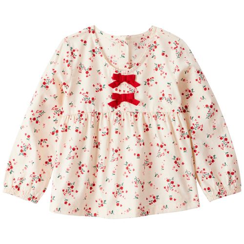 Blusa multicolor con estampados de navidad para niña