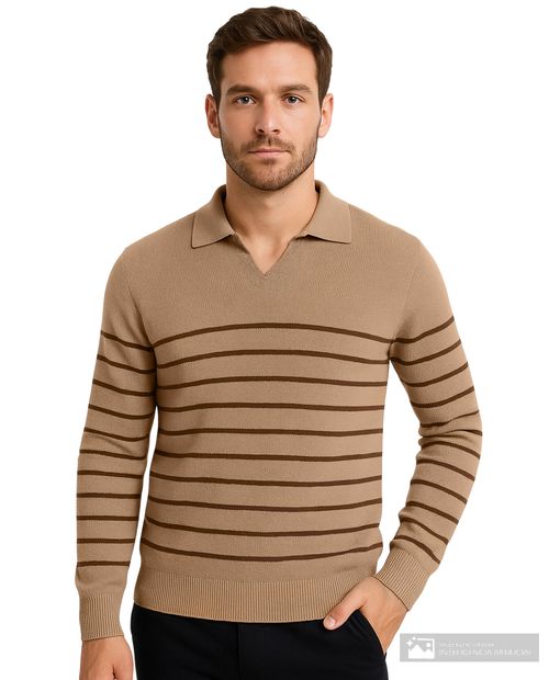 Suéter Gents khaki texturizado rayado para hombre