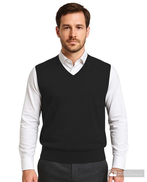 Chaleco casual Gents negro texturizado para hombre