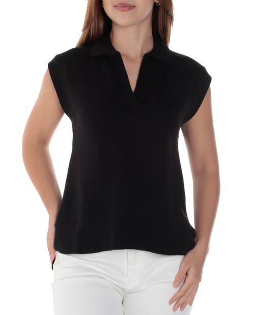 Blusa Sabrina sweatshirt negro mangas cortas para mujer