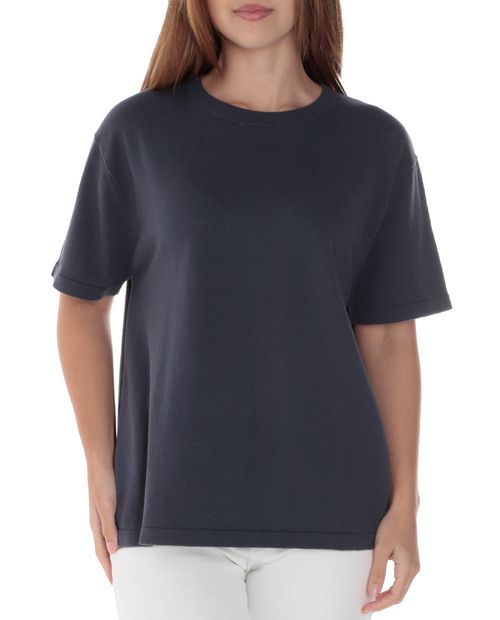 Blusa Sabrina casual manga corta gris para mujer