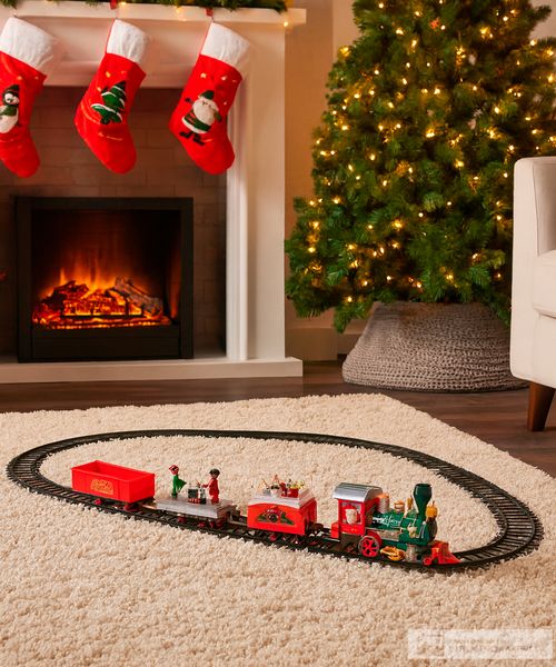Tren navideño con luz y música 34 piezas 82 x 48 x 14 cm