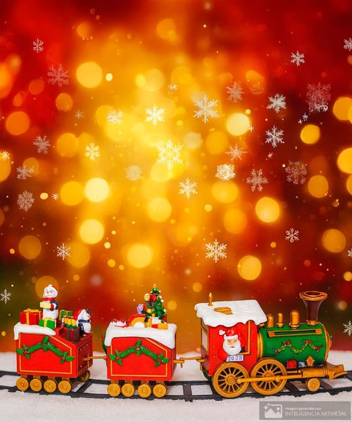 Tren navideño decorativo con movimiento luz y música 136 cm