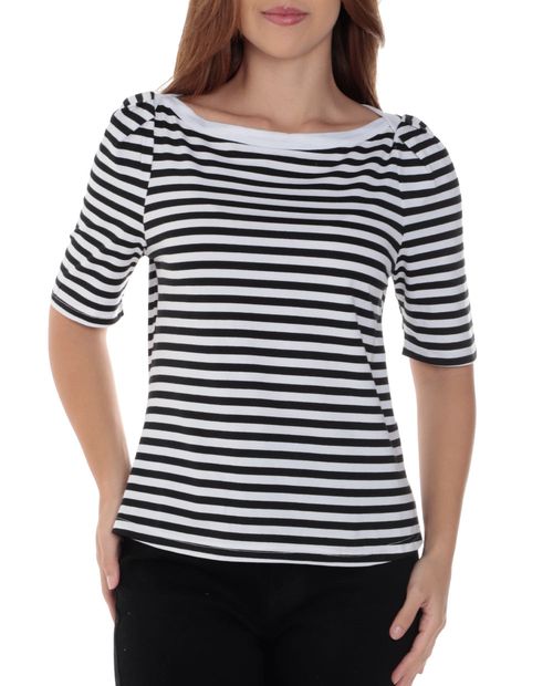 Camiseta Sabrina rayada mangas cortas para mujer