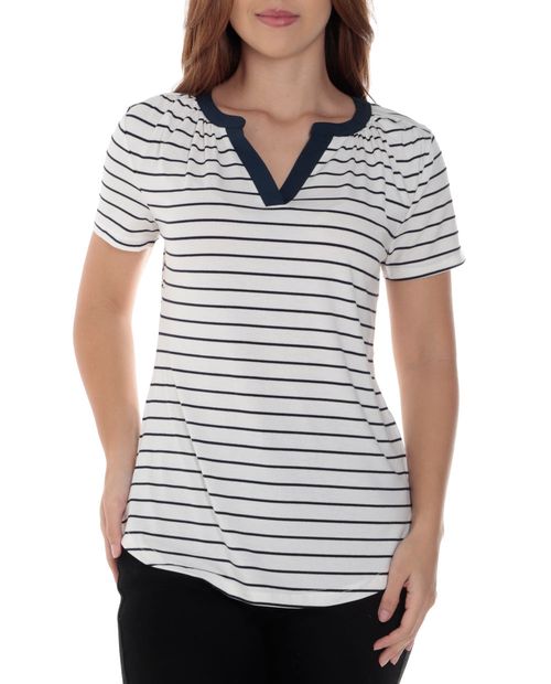 Camiseta Sabrina rayada mangas cortas para mujer