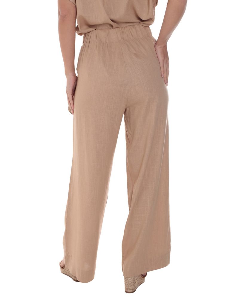 104919245-Pantalón Nicolle pull on beige de cintura alta para mujer