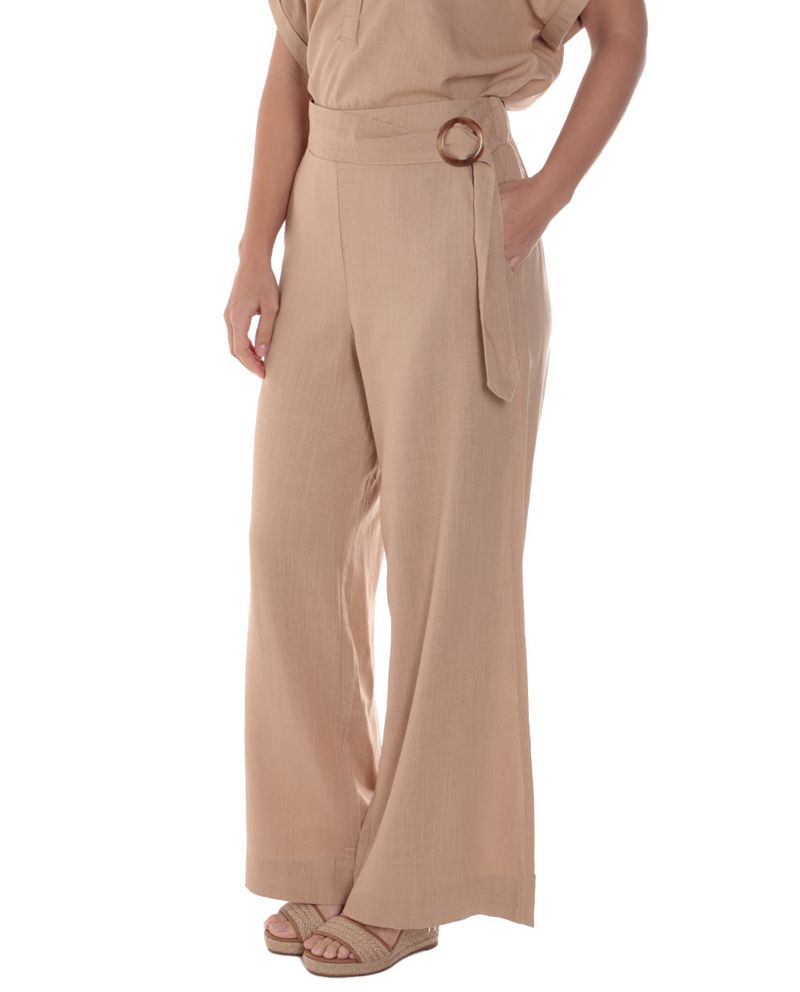 104919245-Pantalón Nicolle pull on beige de cintura alta para mujer