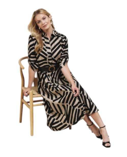 Vestido Punt Roma shirt dress estampado mangas roll up para mujer