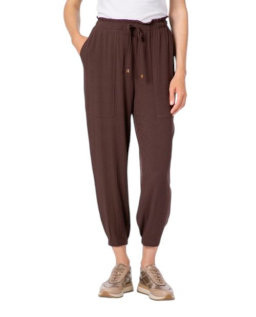 Pantalón Punt Roma pull on café de cintura alta para mujer