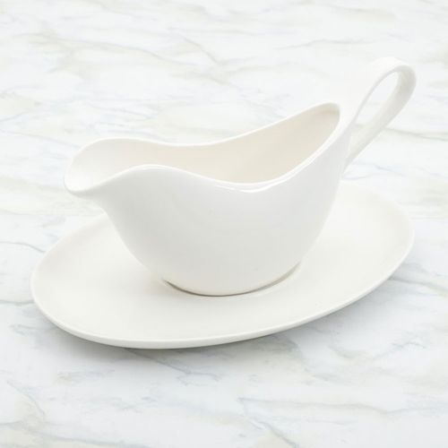 Recipiente para salsa con plato de porcelana 325 ml