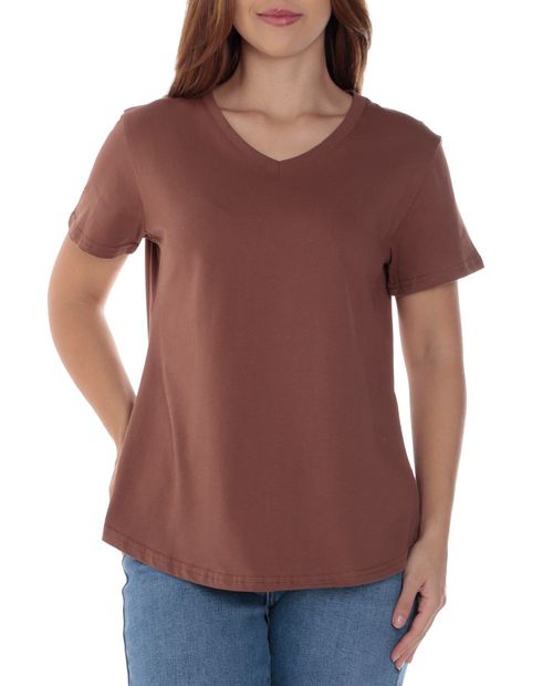 Camiseta Nicolle café manga corta para mujer