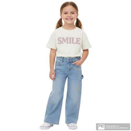 Jeans straight celeste denim lavado para niña