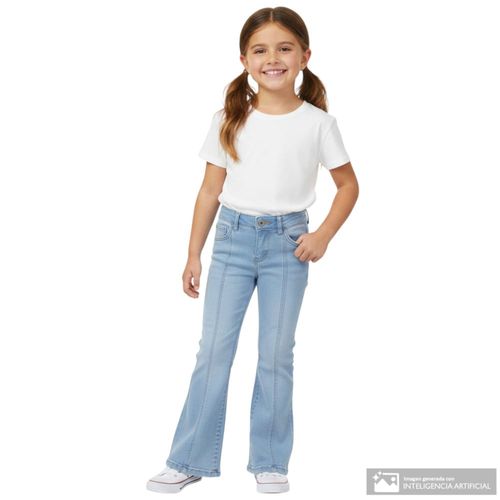 Jeans flare azul denim lavado para niña