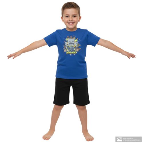 Camiseta azul con estampado de Minecraft para niño