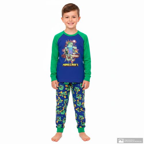 Pijama de 2 piezas multicolor con estampado de Minecraft para niño