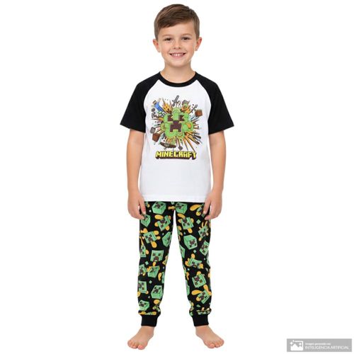 Pijama de 2 piezas multicolor con estampado de creeper para niño