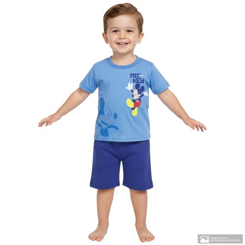 Camiseta azul con estampado de Mickey Mouse para niño