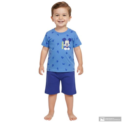 Camiseta azul con estampado de Mickey Mouse para niño