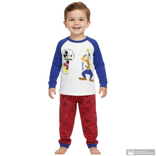 Pijama de 2 piezas multicolor con estampado de Mickey Mouse para niño