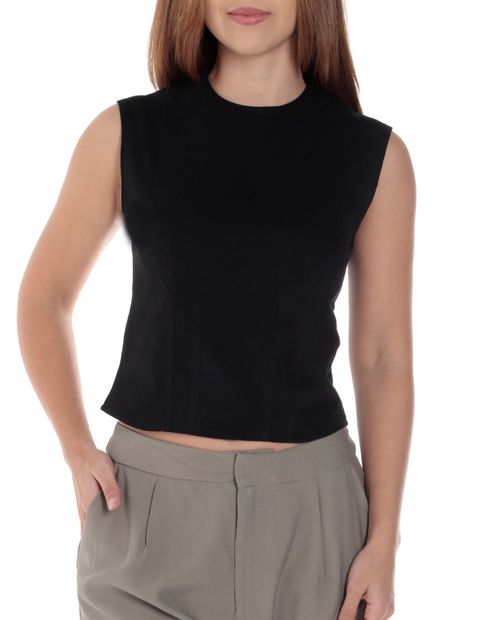 Blusa Unexpected crop top negro sin mangas para mujer