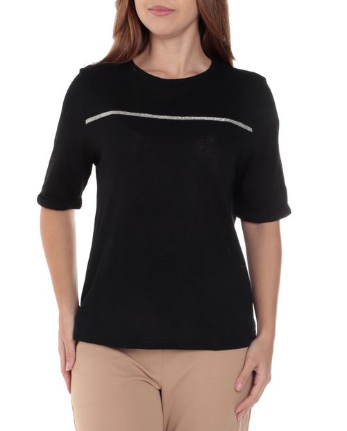 Blusa Nicolle casual negra mangas cortas para mujer