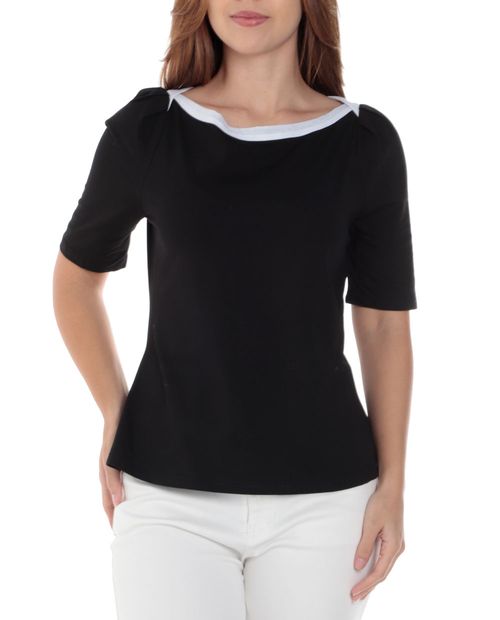 Camiseta Sabrina color negro mangas cortas para mujer