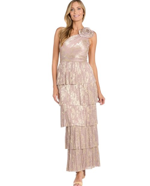 Vestido R&M Richards maxi de brillos sin mangas para mujer