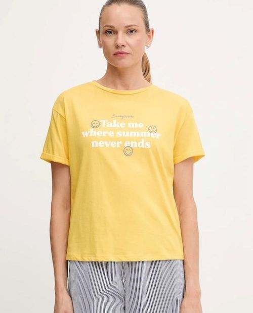 Camiseta de pijama Women Secret amarilla manga corta para mujer