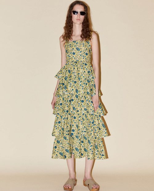 Vestido Sfera midi estampado de tirantes para mujer