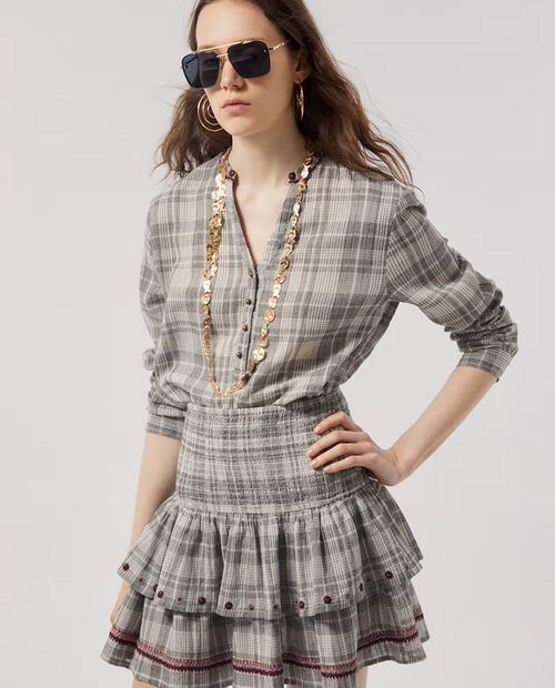 Falda Sfera mini gris de cintura alta para mujer
