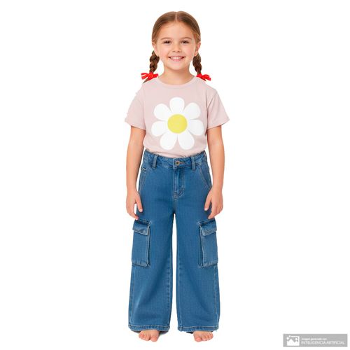 Jeans cargo azul denim para niña