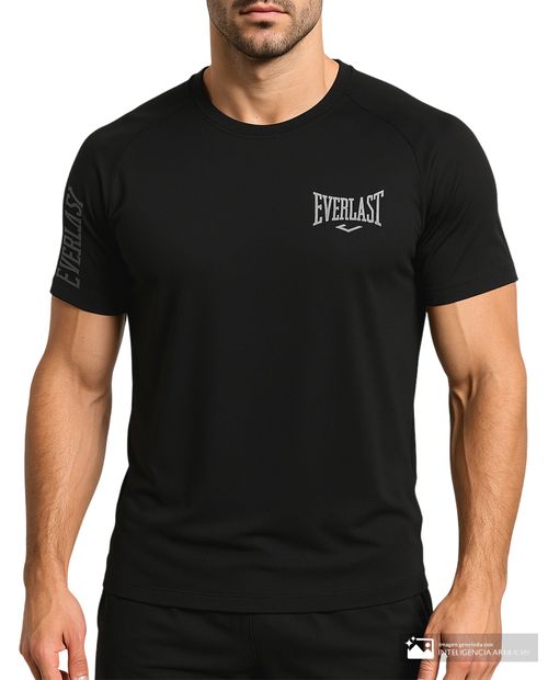 Camiseta deportiva Everlast negra sólida para hombre