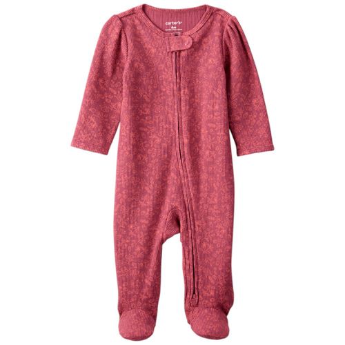 Pijama color vino con estampado floral para bebé niña