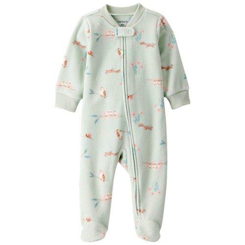 Pijama verde con estampado floral para bebé niña