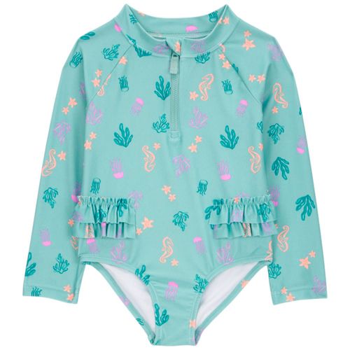 Traje de baño de 1 pieza multicolor estampado marino para niña