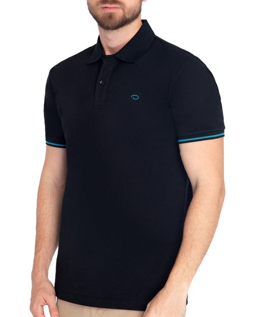 Camisa polo Oscar de la Renta negra sólida para hombre