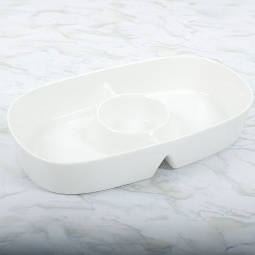 Pieza de servir de porcelana con 3 divisiones 34 cm