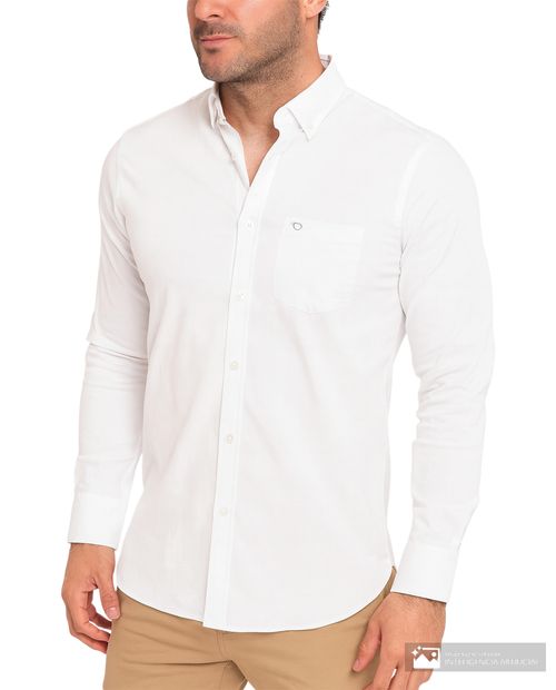 Camisa casual Oscar de la Renta blanca sólida para hombre