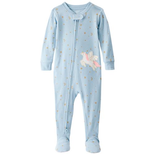 Pijama celeste con estampado unicornio para niña